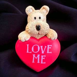 Vintage Hallmark Puppy and Heart “Love Me” Collectible Lapel Pin 1980’s Pristine